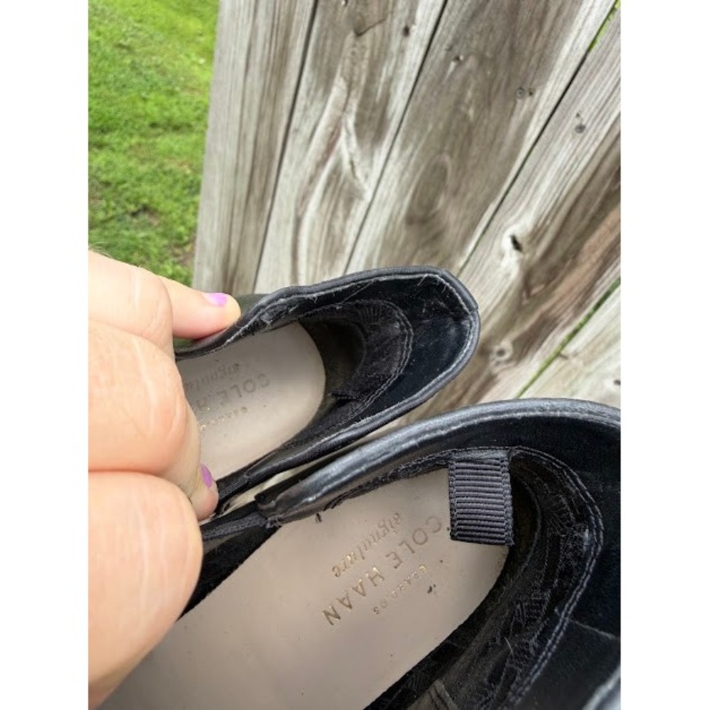 Minimalist Classic Cole Haan Leather Ankle Bootie 6.5 Black Block Heel Boot - Picture 9 of 11